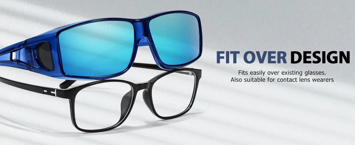 Over Glasses Sunglasses Wrap Around Polarized Sunglasses for Men Women Fit Over Prescription Glasses with UV Protection