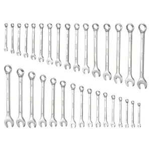 VEVOR Combination Wrench Set, 32-Piece SAE and Metric, 12-Point Box End and 15 °   Angled Open End Combination Wrenches with Roll Up Pouch, Carbon Steel, for General Household and Automotive RepairsSummervibes