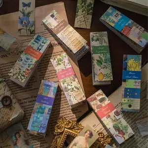 Vintage Plant Journal Stickers Set, Sticker Packs, Decorative Stickers, 50 Sheets Random Colors Paper Strips, Retro Handmade Diary Decorations, Timeless Series Art Supplies