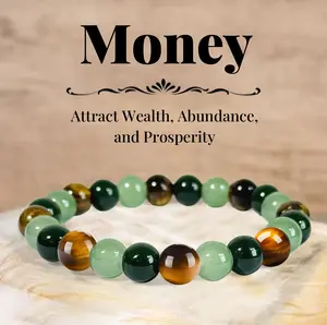 CrestJewels wealth bracelet featuring natural Dongling jade, green quartz, and tiger’s eye—a lucky bracelet that attracts wealth, prosperity, and abundance; blue friendship beaded jewelry protective bracelet, ideal for gifting.