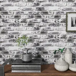 Distressed Grey Brick Wallpaper Peel and Stick Wallpaper 17.7''x78.7'' 3D Textured Faux Brick Wallpaper Removable Self Adhesive Brick Contact Paper for Walls Kitchen Backsplash Fireplace