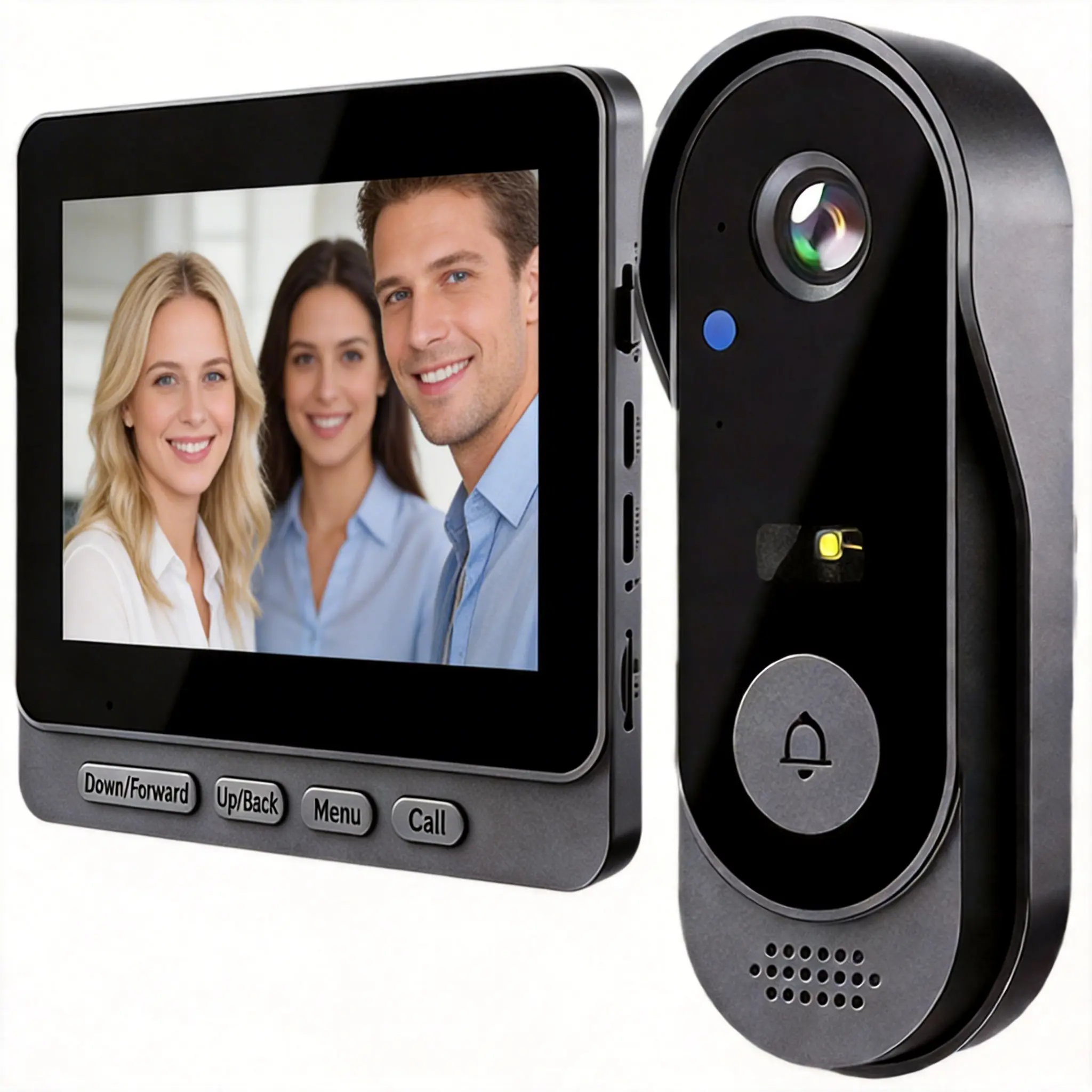Smart Video Doorbell for Home Security, Smart Home Gadgets, 4.3 in Screen with Built-in 256G TF Card Slot, 2.4G Wireless Connection, Night Vision, 2-Way Intercom, IP66 Waterproof, 1-Click Recording, Outdoor Mount, Security Cameras & Systems