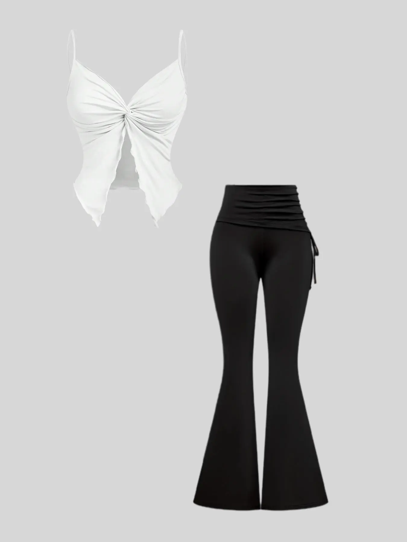 Fashion New Minimalist Womenswear Solid Color Basic Fitted Long Pants Set, Stylish Everyday Casual Wear, Comfortable All-Season Clothing, Perfect for Daily Use, Fitted Set Outfit
