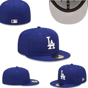 New Era LA Dodgers 59FIFTY Premium Adjustable Baseball Hat – Blue Brim with Classic Embroidered Front Logo SIZE  59.6cm (7 1/2)