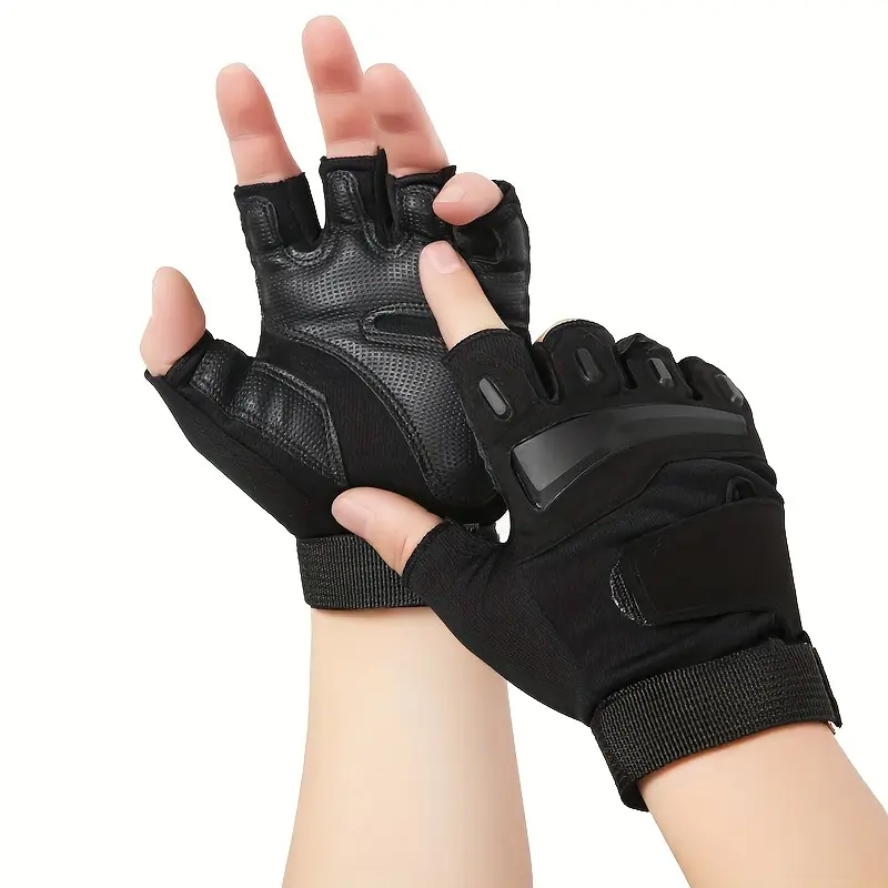 Men's & Women's Non-Slip Breathable Half Finger Sports Gloves, 1 Pair with Elbow Wraps, Deadlift Straps & Grip Band for Fitness Cycling Outdoor Activities
