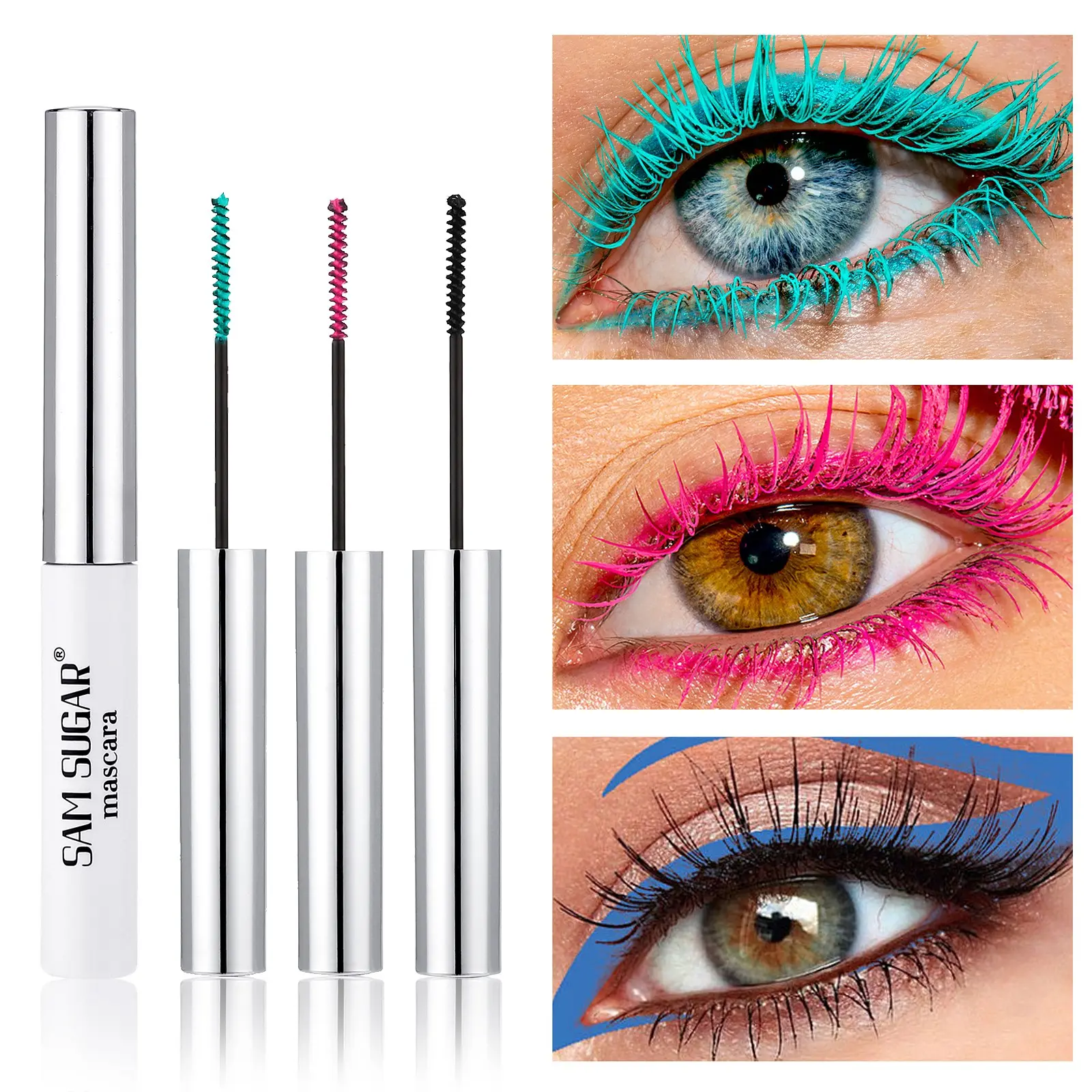 Colorful Mascara for Halloween, Dense Small Brush Head, Curling, Waterproof, Sweat-Resistant, Long-Lasting, Smudgeproof, Volumizing Mascara