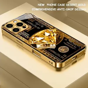 Cool, trendy, and fashionable diamond and money pattern electroplated glass phone case,for iPhone 17 Pro Max Phone Case 17 Air 16E 16 Pro Max 15 Pro Max 15 Plus 14 Plus 13 12 11 Phone Cases,Samsung Galaxy S25 Ultra S22 S23 FE S24 Plus A14 A15 A16 A35 A36