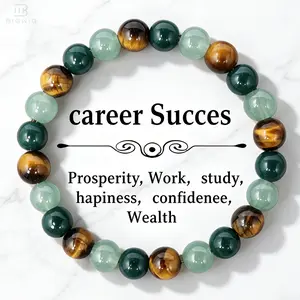 Class of 2026 Graduation Gift - Career Success Bracelet for First Job Luck & Confidence, Tiger's Eye & Green Aventurine Bracelets for Women Men, College Grad Gift, Daily Wear Accessory(no card box)