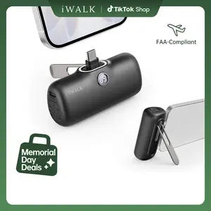 iWALK 20W PD Mini Portable Power Bank, 5000mAh High Capacity Battery 2-Way Fast Charger, Foldable Metal Plug, Compact Rechargeable for iPhone17/16/15 & Samsung Smartphones, Daily Carry Pink Mobile Accessories Charging, Device,summervibes tiktokshopspringg