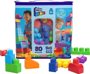 Easter Gift-Toddler Blocks Toy Set – 80-Piece Big Building Bag with Storage, First Builders Construction Toys for Ages 1+ (Blue)