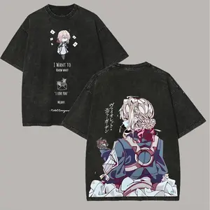 Violet Evergarden Anime Lover New Model Washed T-shirt Year round clothing personality Clothes Plus Size Unisex high quality tee