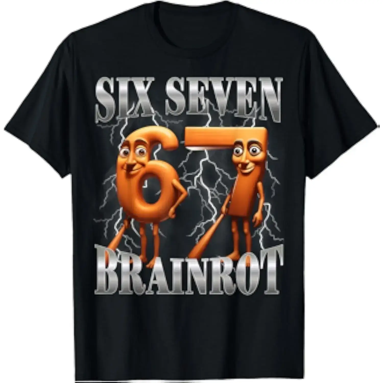 Funny 67 Italian Brainrot Tung Tung Sahur Six Seven Meme Cotton T-Shirt Women Men Graphic Crewneck