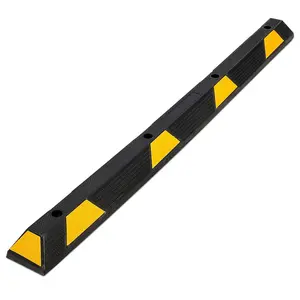 Parking Stop, Rubber Garage Stopper, 72 Inch Heavy Duty Vehicle Rubber Car Parking Wheel Guide Stopper with Yellow Reflective Strips, Parking Curb for Job Sites Driveways Garages