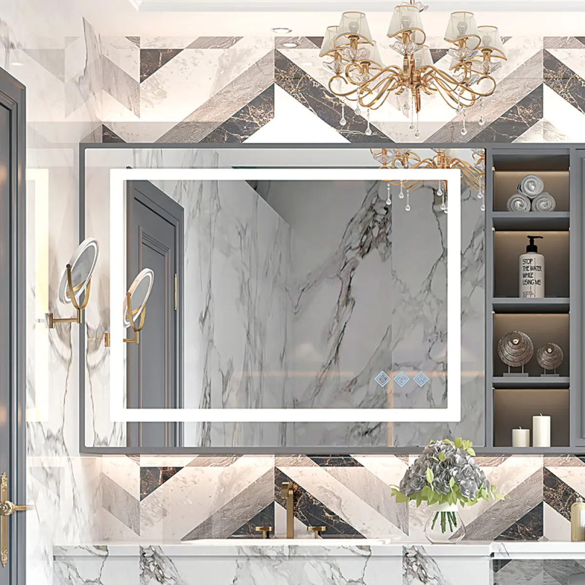 48x36inch LED Bathroom Mirror,3000-6000K Gradient Front and Backlit LED Mirror for Bathroom,3Colors Dimmable,IP54 Enhanced Anti-Fog,Hanging Plates Wall Mount Lighted Mirror(Only mirrors, not cabinets)