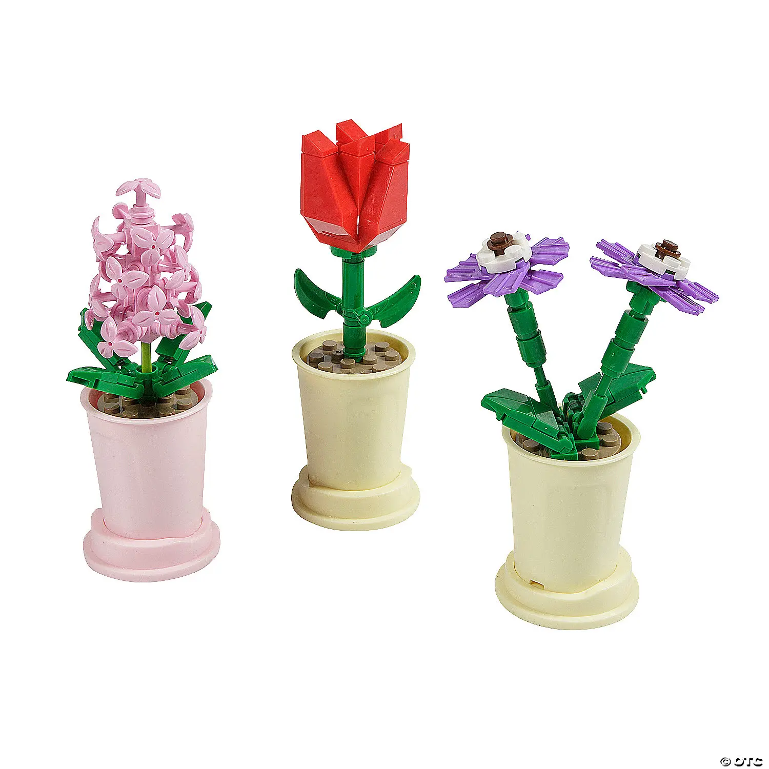 Decorative Colorful Flowers All Ages Model Building Kits - Florist Plant Series Open-Ended Play Bricks, 12 Pieces, 3"x5" Multiple Colors and Shapes Toy Gift for Kids, Plastic