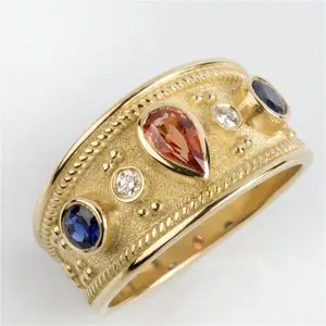 Men's Ruby Teardrop Ring, 14k Gold Plated, Everyday Wear and Gift