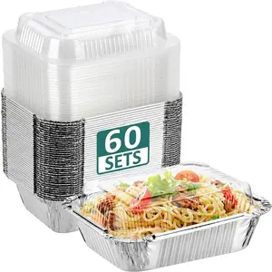 Disposable aluminum foil baking pans, 60-piece set | Baking bread & outdoor BBQ grilling | For home kitchens and outdoor use