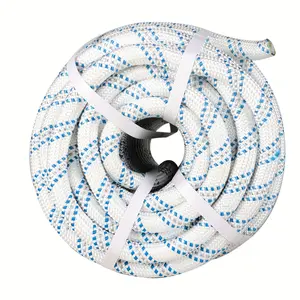 3/4 In 150 FT Braided Rope 6846 LBS Polyester Rope Suitable For Swing Camping Tree Work Arborist Rigging White Grey Blue Heavy Duty Quick Connect Couplers