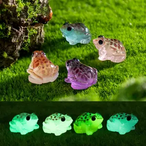 Night Glow Leopard Frog Mini Statue Set (20 Pieces), Random Colors Resin Animal Decorations for Fairy Garden Glass Aquariums and Crafts