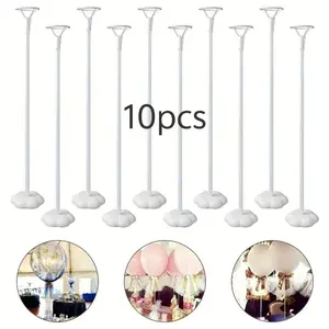 10Pcs Balloon Weight Anchors, Balloon Stand, Heavy Duty Base with Tray, Easy Assembly Lightweight Design, Reusable for Indoor Outdoor Wedding Birthday Decor