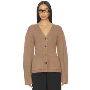 EAVES Sophie Structured Cardigan in Pecan