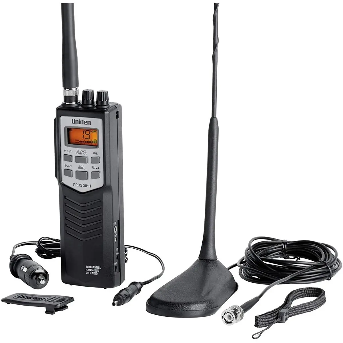 212 MAIN Uniden PRO501TK Portable Wireless 40-Channel CB Radio for Car Owners - Compact Handheld, Magnet Mount Antenna, NOAA Weather, Noise-Reducing Enhanced Audio