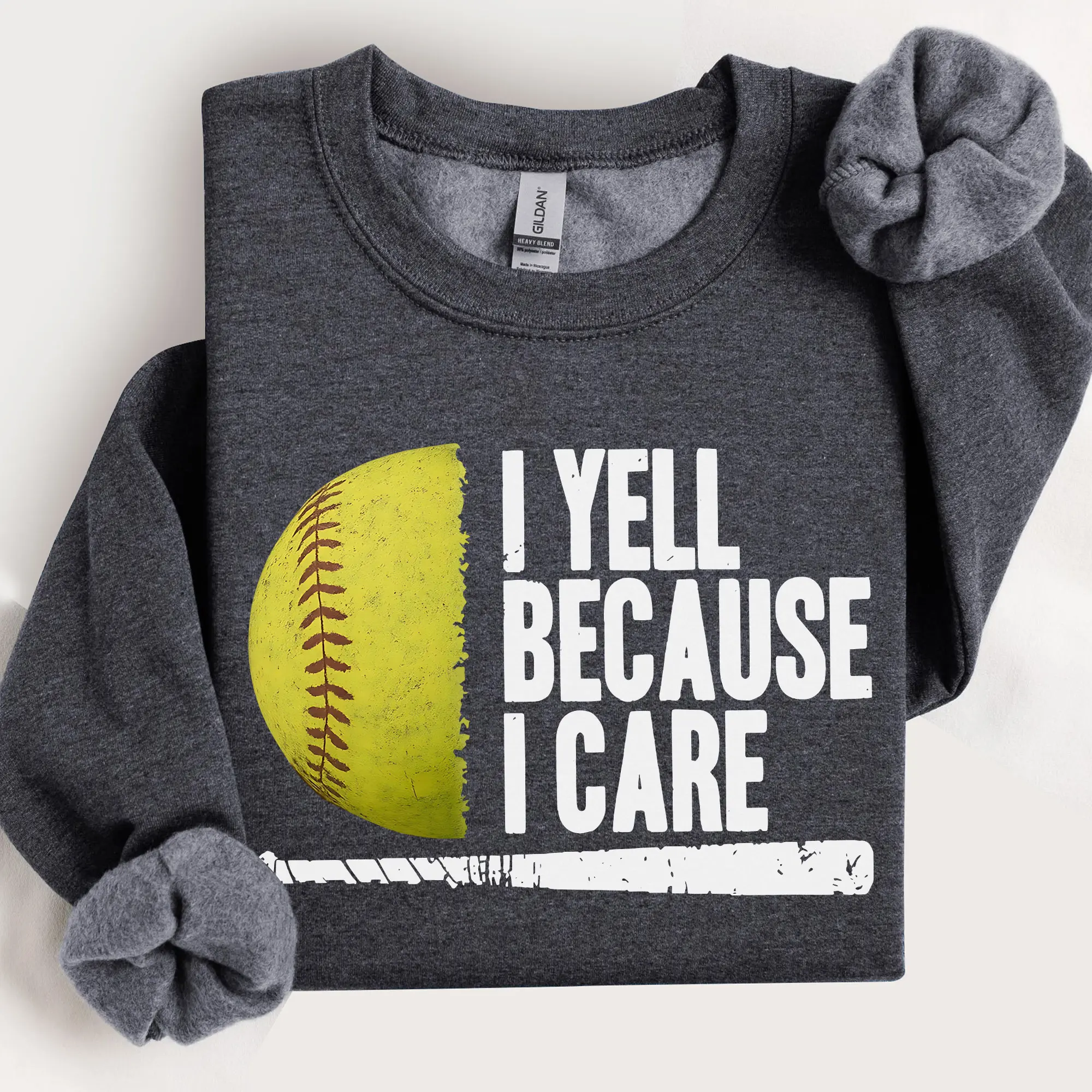 Softball Mom Sweatshirt, I Yell Because I Care Sweatshirt, Softball Mom Sweatshirt, Funny Softball Shirt Game Day