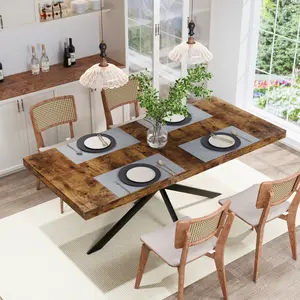 [Bellemave] 55.11"-70.86"Retro Rectangular Stretch Dining Table, Antique Wood Tabletop, Suitable for Dining Rooms, Kitchens, and Living Rooms﻿