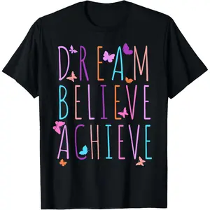 Girls' Affirmation Shirt Butterfly Dream Believe Achieve T-Shirt Sweatshirt Top