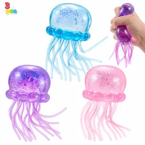 JOYIN 1PCS/3PCS Jellyfish Stress Relief Toys, Jellyfish Glitter Squishy Toy, Slow Rising Toy for Kids & Adults, Anxiety Relief Fidget Sensory Toy, Soft Squeeze Decompression Dough for Adults Gifts, Party Favors, Office Desk Decorations
