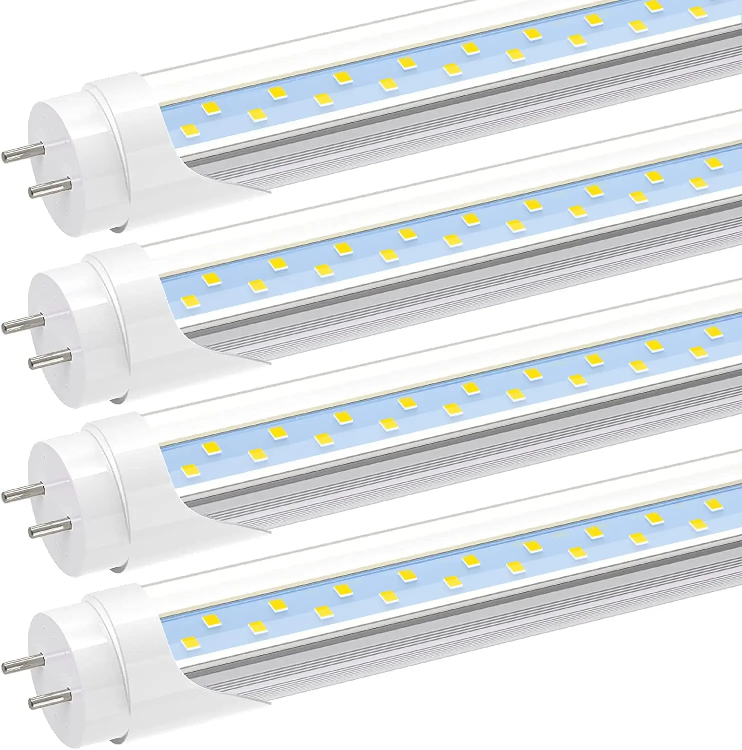 JESLED 4FT T8 Type B LED Light Bulbs, 24W 3000 Lumens 6000K, Fluorescent Tube Replacement, ETL Listed, Dual-Ended, Ballast-Removal Required, Clear (4-Pack)