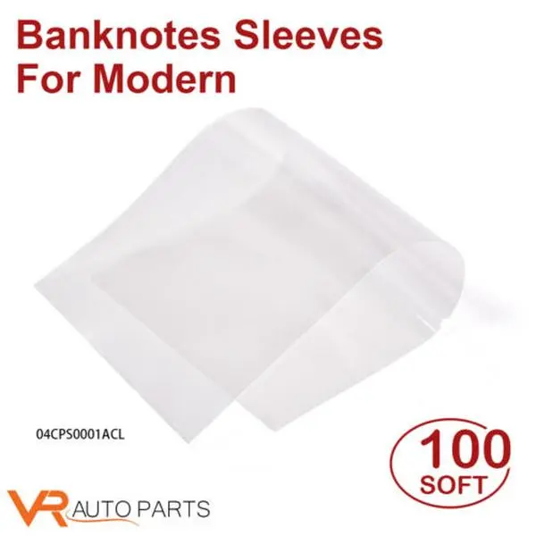 100 Soft Plastic Banknotes Sleeves - Top Loaders for Modern US Currency (6 3/16 x 2 11/16), Acid-Free Ultra-Thin G-PLUS Upgraded Polypropylene Holders