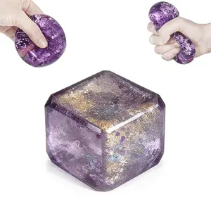 3-Piece Soft Stress Cube Set, Sensory Ice Block Squeeze Toy, Stress Relief Fidget, Mini Relief Cubes for Kids Teens Adults, Classroom Home Office Use