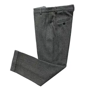 Mens Retro Tweed Herringbone Dress Pants Slacks Trousers Regular Fit Suit Pants for Men