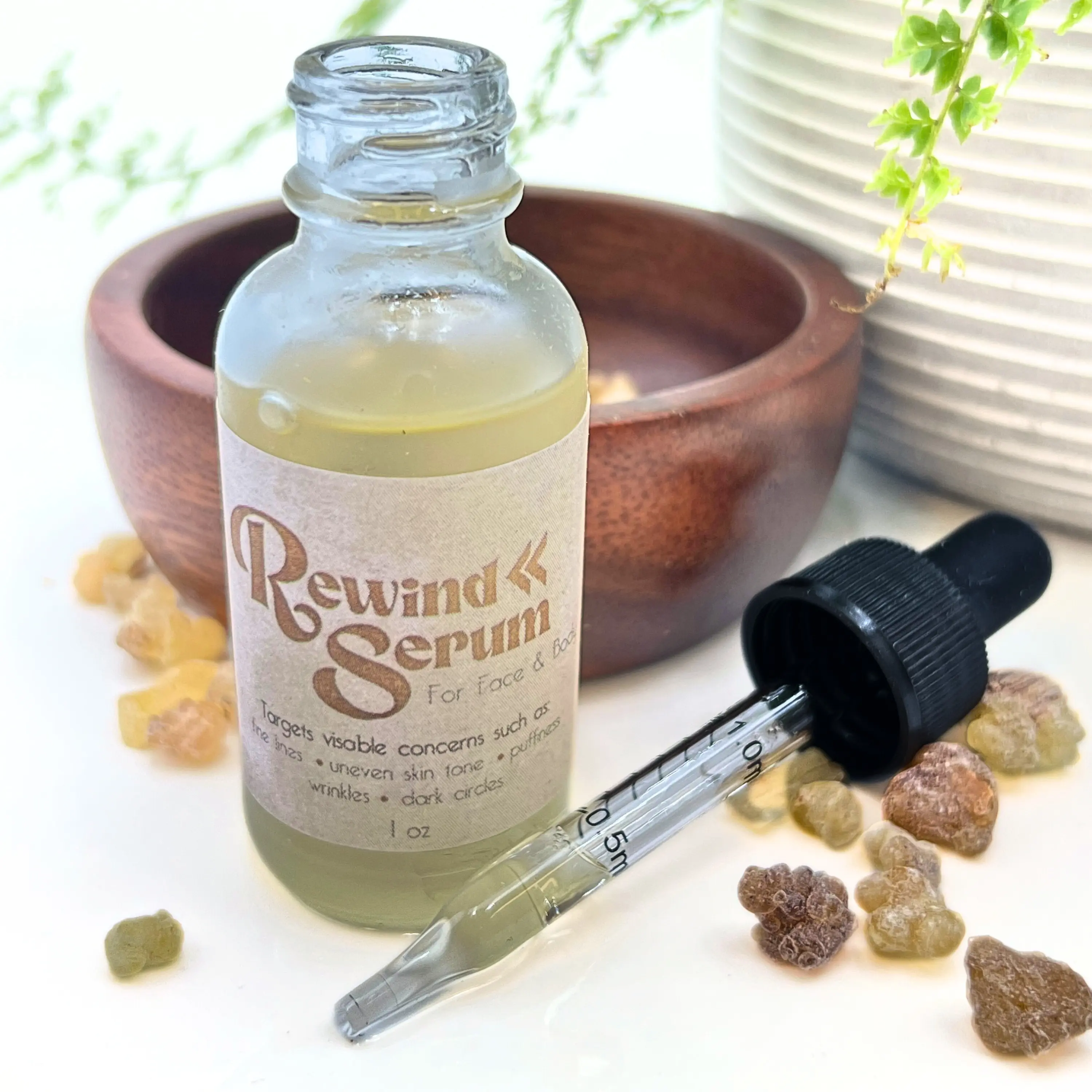 Rewind Serum: Ancient Skincare Secrets Serum with Frankincense Essential Oil, Apricot Kernel Oil, & Castor Oil (1oz. Dropper Bottle)