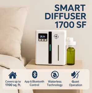 Diamond Scent S1700 Smart Oil Diffuser - Covers 1700 sq ft, App & Bluetooth Control, Waterless Technology, Quiet Operation, Programmable & Ultra-Quiet