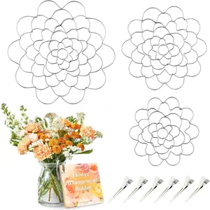 Flower Frog, 3 count Blossom Grid  Metallic Floral Shaped Holder Tool Bendable for Vase  Flower Stems Bouquets  Arrangement Fixation Supplies(4in/5in/6in)