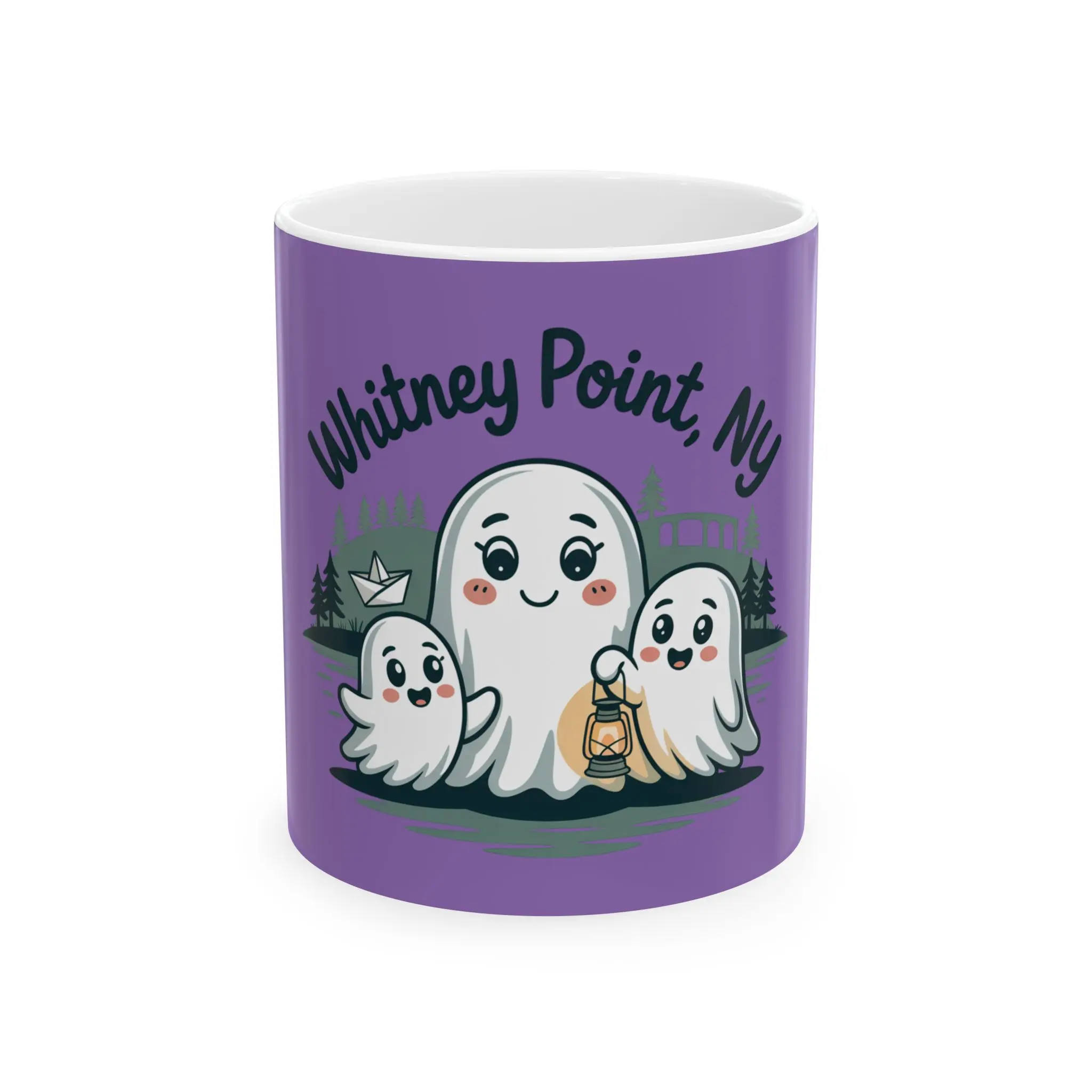 Cute Ghosts Ceramic Mug - Whitney Point, NY - Perfect for Halloween and Everyday Use