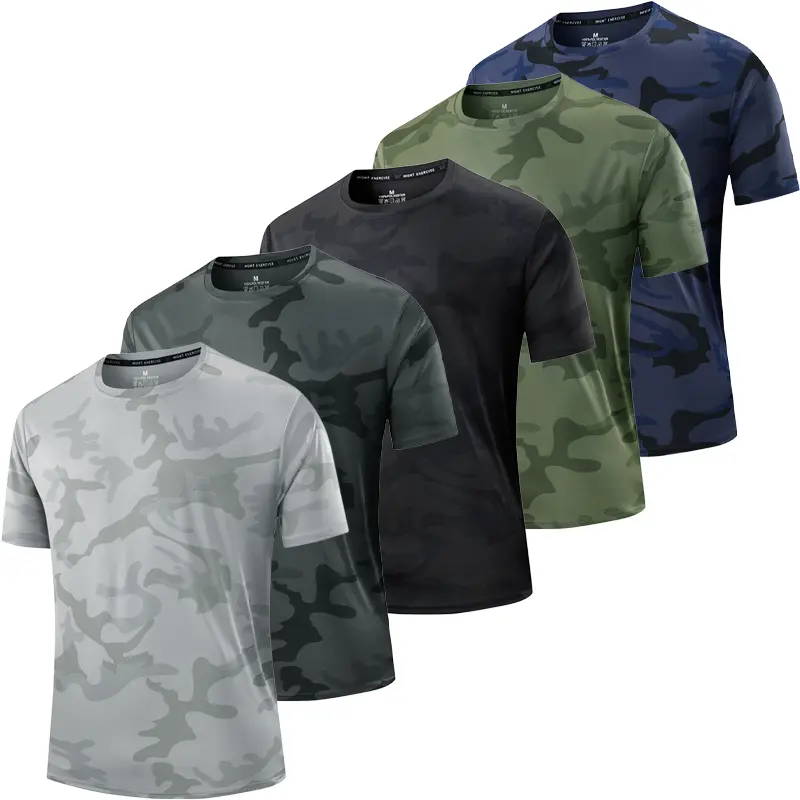 5-Pack Men’s Quick Dry Mesh T-Shirts - Breathable Running Gym Workout Tops white tee Athletic Outfits Fitness Clothes Tops t shirts graphic tee men's t shirts graphic t shirt deals High Performance Activewear Camo Sweatshirt