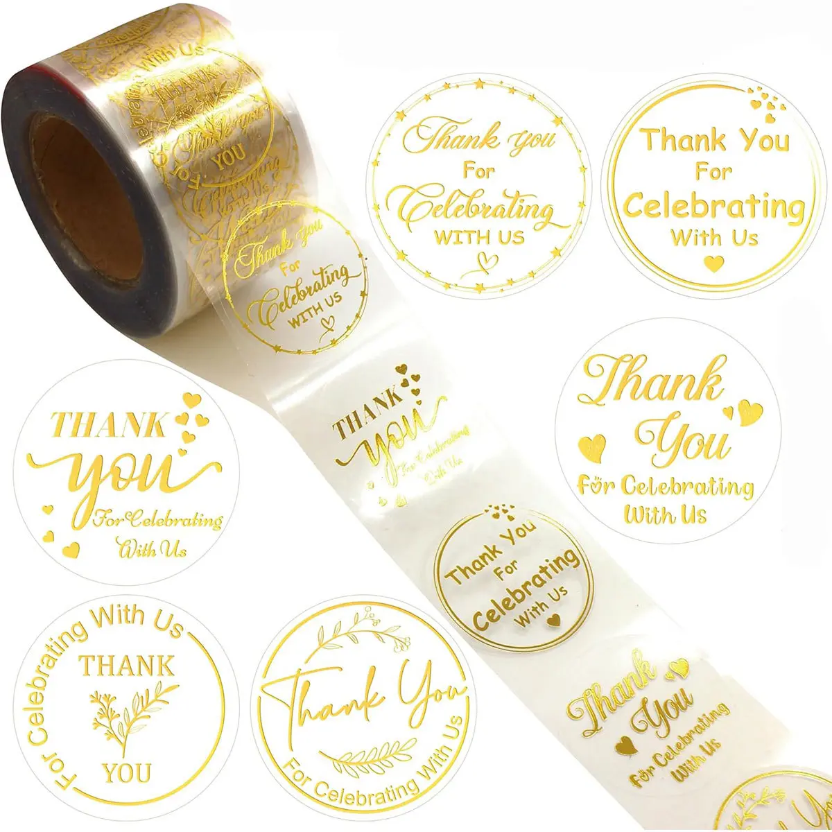 500 Sheets/roll Transparent Self-Adhesive Stickers, Sticky Label, Clear Stickers, Waterproof PVC Wedding Party Gift Sealing Labels, Craft Supplies, Waterproof Durable Sticker, Sticker Rolls