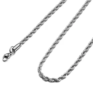 2.5/3 mm Rope Chain for Men and Women Stainless Steel Chain Necklace 18-24 Inch Father's Day Gift