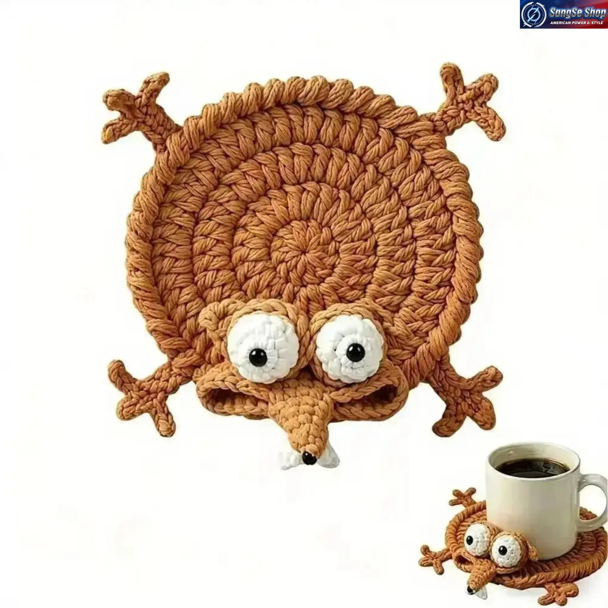 Cute Crochet Squirrel Coasters (1 or 3 Pack), 3D Handmade Cotton Mug Rugs, Absorbent & Heat-Resistant Cup Mats for Aesthetic Desk & Kitchen Decor, Unique Gift for Animal Lovers, Cute Coasters, Decorative Coaster