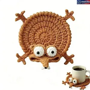 Handmade Crochet Squirrel Coaster - 2026 Trend 3D Cute Absorbent Heat-Resistant Cup Holder, Aesthetic Desk Accessory, Kitchen Decor, Unique Gift for Animal Lovers (DIY Bag Accessory)