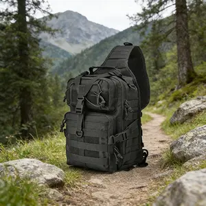 Waterproof Oxford Cloth Tactical Chest Bag, Large Capacity Lightweight Shoulder Bag, Camouflage Crossbody Backpack for Outdoor Sports