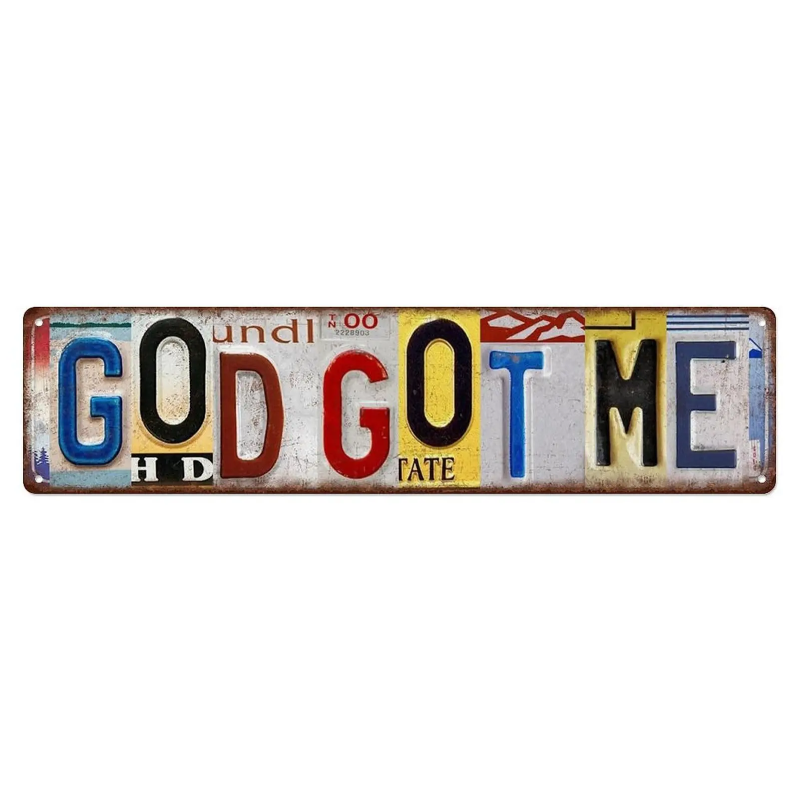 Christian Tin-Aluminium Wall Decor Street Sign - Vintage Retro 4*16in "God Got Me" Unique License Plate Art, Easter Gift for Christian Hypebeast Room Decor