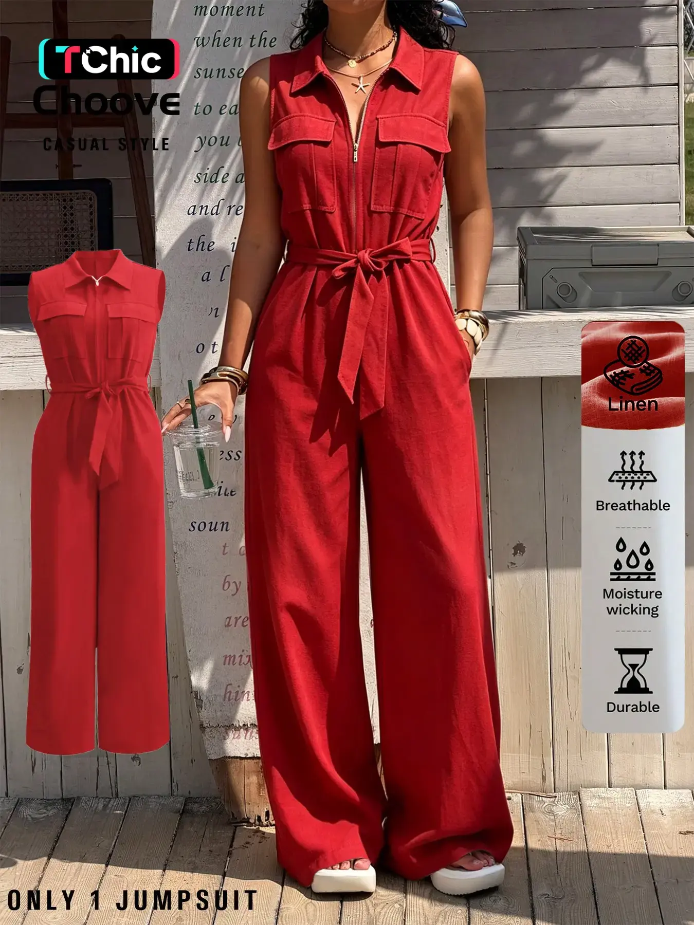 Summer Women's Linen Collared Sleeveless Casual Rompers with Pockets, Comfortable, Breathable and Stylish One-Piece, Perfect for Warm Weather, Ideal for Casual Wear