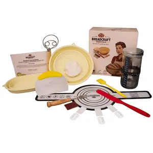 Breadcraft Essentials Sourdough Bread Proofing Basket Set – 2 Non-Stick Silicone Banneton Baskets (Round & Oval) with Bread Lame, Dough Whisk, Scraper & Silicone Mat, Complete Sourdough Bread Baking Kit Traditional Kitchen Bakeware