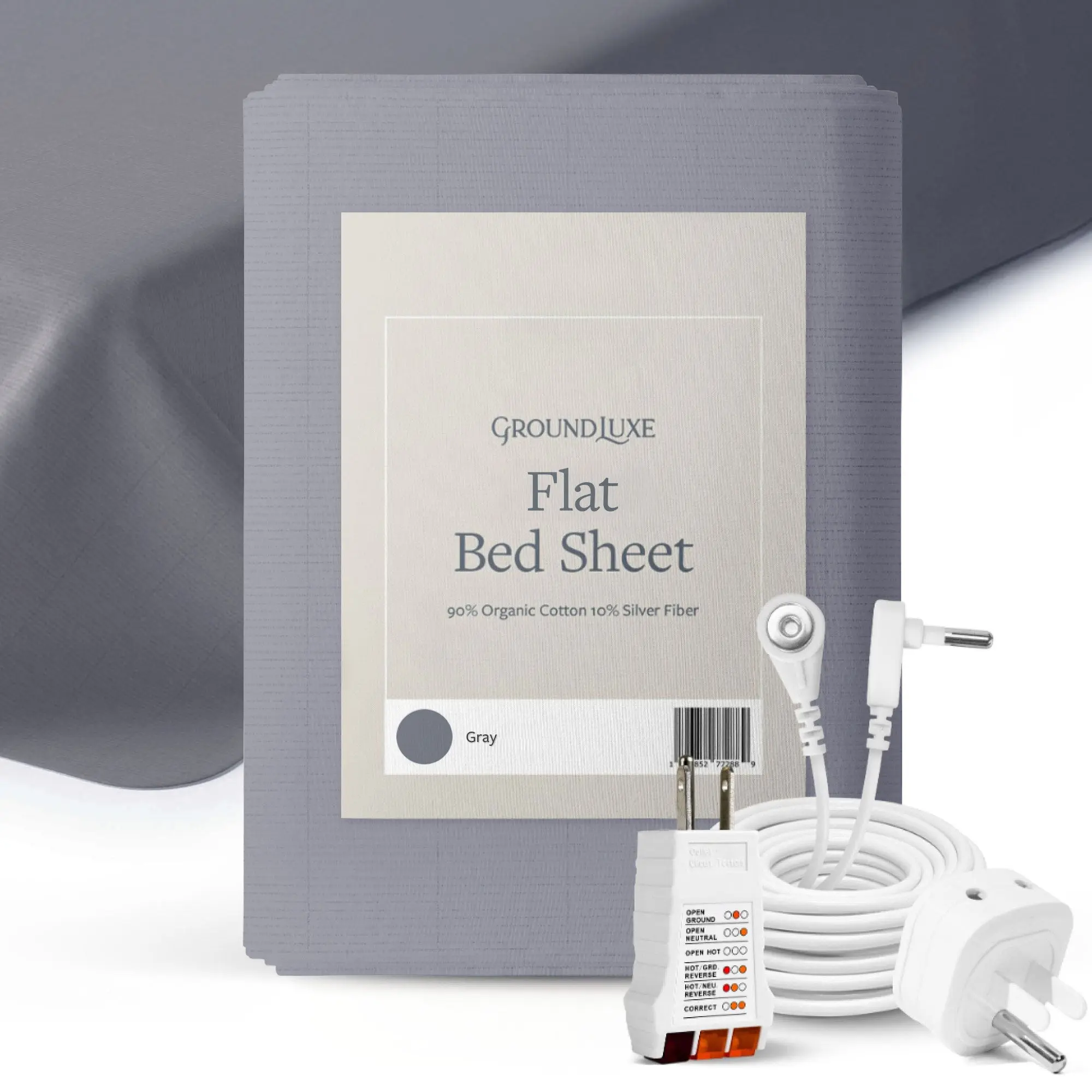 GroundLuxe Grounding Flat Sheet, Breathable Solid Organic Cotton Sheets, Durable Cotton Bedding Linen, Breathable Sheets, Solid Bed Sheets