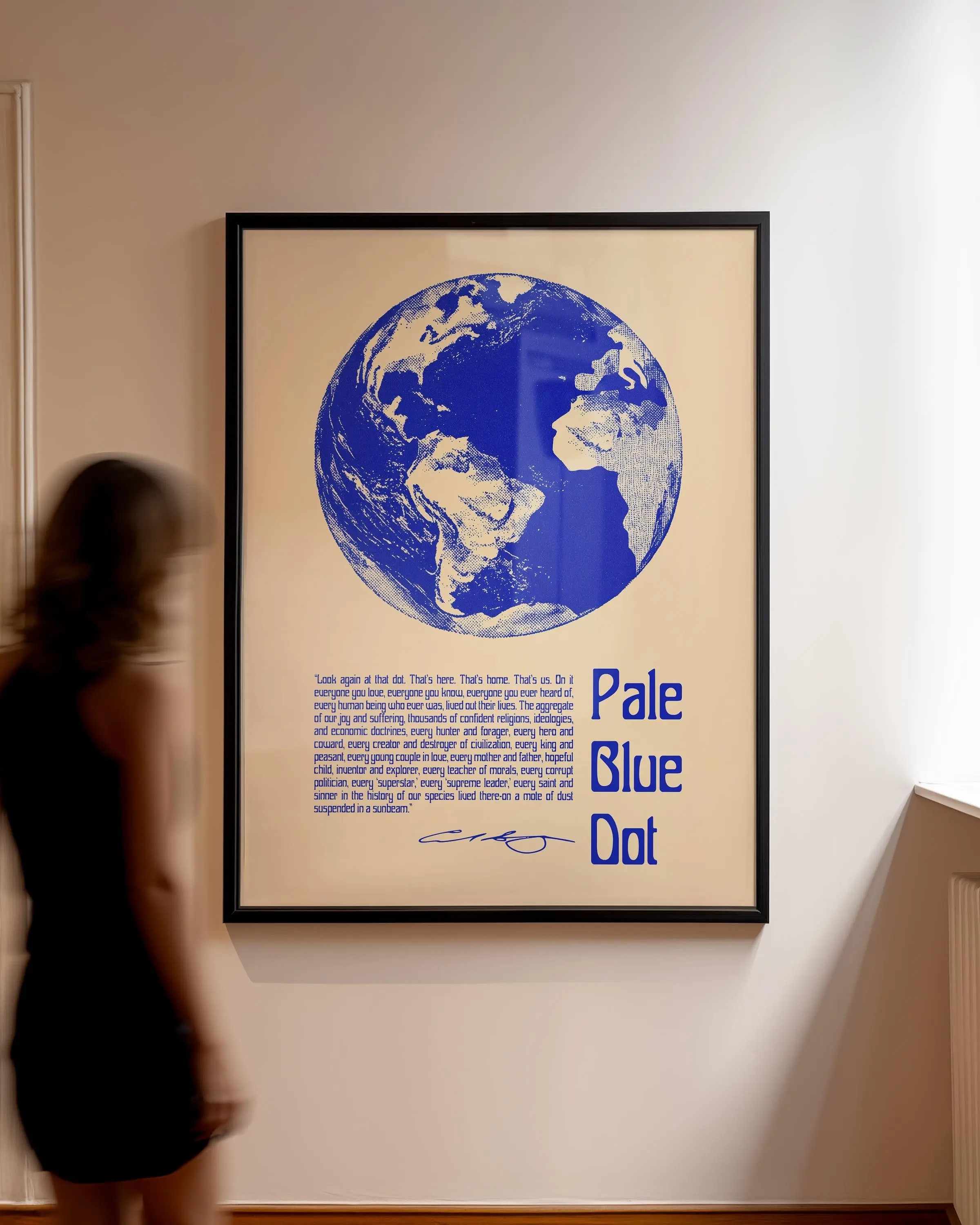 Pale Blue Dot Earth Poster, Vintage Inspired Science Wall Art Print, Space Astronomy Decor for Classroom Office