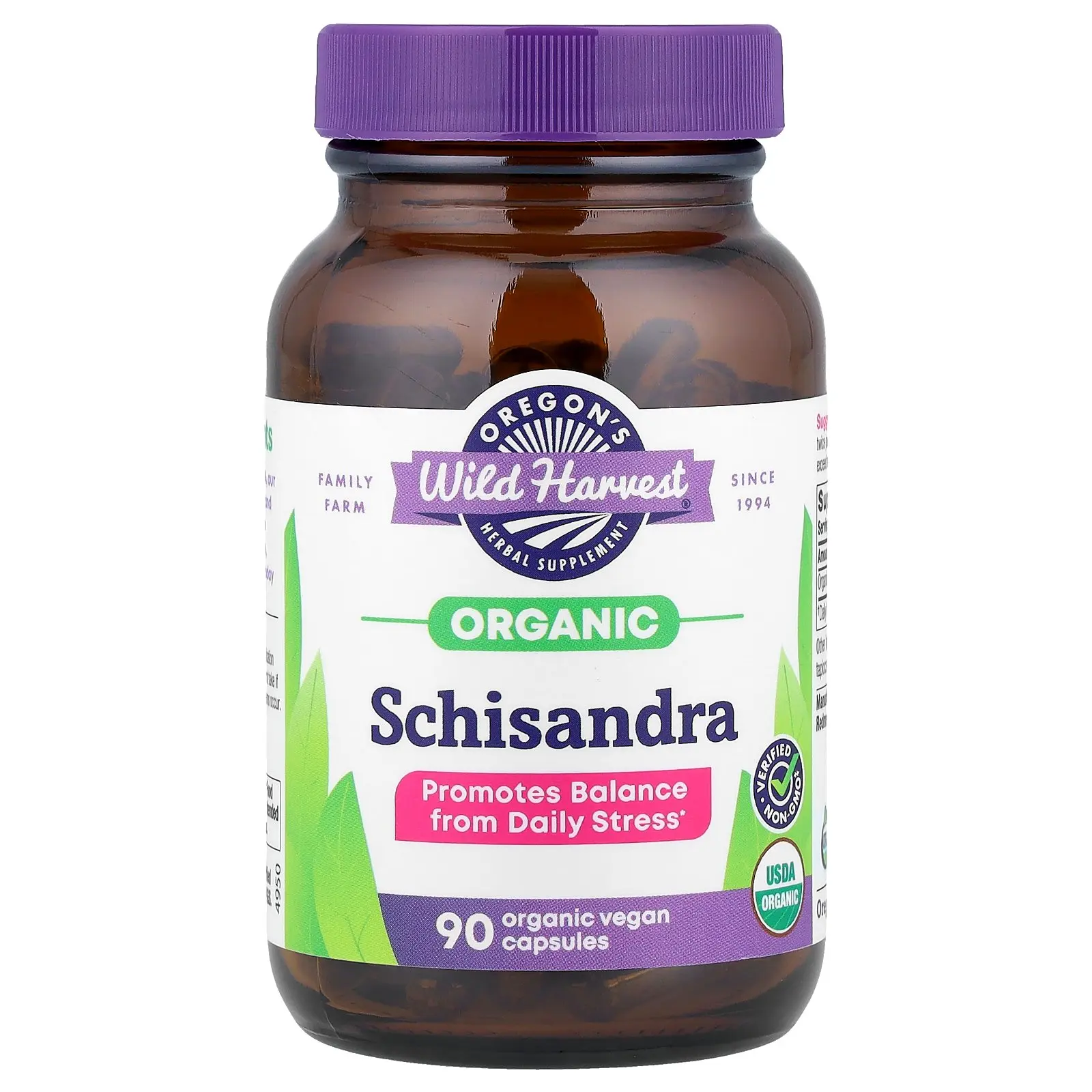 Oregon's Wild Harvest Organic Schisandra, 90 Organic Vegan Capsules (475 mg per Capsule)